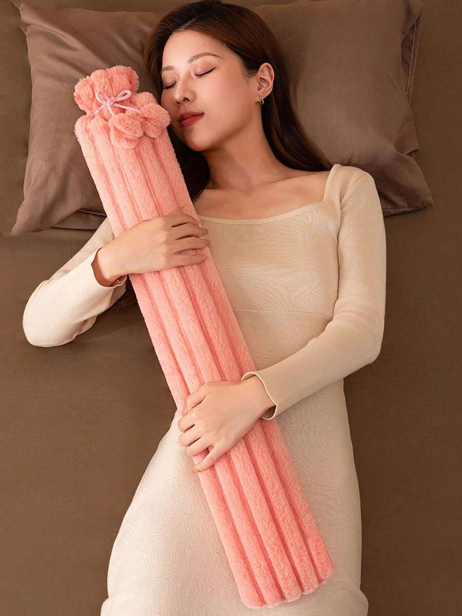 1pc Long-Shaped Hot Water Bag,Water-Filling Hand Warmer,Durable,Anti-Explosion,Winter Warm Supplies(Due To Different Batches,Colors Of The Inner Liner May Vary.We Apologize For Any Inconvenience Caused,Silk Ribbon,Rib Color, Design Randomly Assorted) - Multicolor - View 1