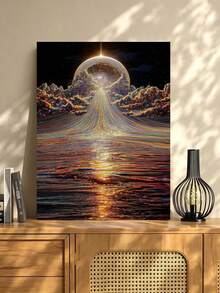 DIY Celestial Light Rays Over Radiant Cosmic Ocean (Frameless Or Framed 8x12 / 16x20 Inches) Paint By Numbers Kit (Acrylic) Arts & Crafts For Adult Beginners, Home Wall Decor, And Holiday Gifts - Sets - View 3