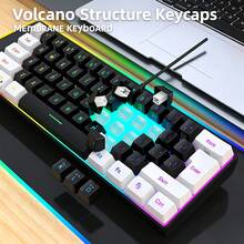 HXSJ Wired Keyboard And Mouse Combo Set, 61 Keys Slim Film Keyboard With Dual-Color Injection Molding Keycaps, Optical Mouse With Colorful Backlit, USB Plug And Play - Black - View 10