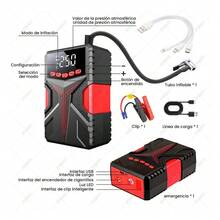 Arrancador de Batería para Auto 10000A Portátil, Compresor de Aire 150 PSI con Power Bank 40000mAh, Inflador Inteligente con Pantalla LED para Coche, Moto y Vehículos - Negro - Ver 10