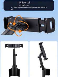 Car Cup Holder Phone & Tablet 2-In-1 Mount | Dual Device Navigation | Multi-Angle Adjustable, Horizontal & Vertical Screen Switching, Fits 4–12 Inches - A - View 3
