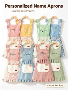 Custom-Made Personalized Aprons, Floral Aprons With Customizable Name Embroidery, Lace Aprons With Pockets | Perfect For Cooking Parties | Birthday Gifts - Multicolor - View 10