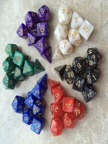 7pcs/Set 6-Color Multi-Sided Dice, Suitable For TRPG And Other Tabletop Games, Perfect Game Gift For Easter, Halloween, Christmas Holiday Parties - Multicolor - View 7