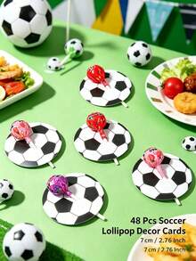 48pcs Football Lollipop Cards, Candy Decoration Cards, Football Pattern Lollipop Packaging Cards, World Cup Fan Party Small Gift Packaging Cards, Birthday Gift Packaging Supplies, Football Theme Birthday Party Decoration, Football Sports Theme Party Gift Packaging Tags, Suitable For Sports Events, Football Party Decoration, Baby Shower Decoration, Football Party Supplies, Birthday Gifts, Party Small Gifts - Football - View 7