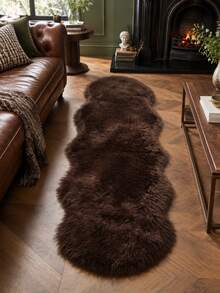 Tapis doux et moelleux marron café, convient pour la chambre, le salon, le bureau, lavable et antidérapant, tapis de salon, tapis de chambre, tapis de chevet, tapis en fausse fourrure, tapis décoratif, tapis à poils longs, décoration de chambre, décoration d'automne pour la maison, décoration de pièce, décoration d'automne - Marron - Voir 1