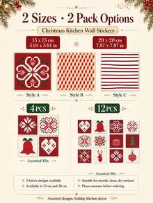SUPSTICKER 4PCS/12PCS Christmas Snowflake PVC Tile Sticker, Thickened Crystal Self Adhesive Peel And Stick Backsplash For Kitchen Wall And Furniture - Christmas Style - View 3