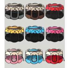 1pc Foldable Portable Pet Fence, Breathable Printed Pet Bed, Pet Whelping Box, Suitable For Large, Medium, Small Dogs, Cats, Rabbits Exercise, Indoor And Outdoor Use Pet Tent - Multicolor - View 8