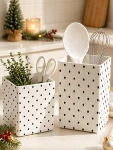 1pc Star Pattern Multi-Function Storage Organizer Box - Cutlery Holder, Desktop Organizer (Suitable For Storing Cutlery, Straws, Tea Bags, Pens, Remote Controls); Compact And Space-Saving, Suitable For Kitchen, Office, Living Room (Please Note The Size Before Ordering) - Multicolor - View 1