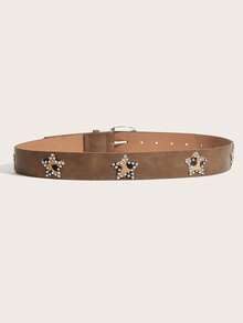 2/1pc New Punk Diamond Inlaid Belt, Hip Hop Motorcycle Style Diamond Belt, Suitable For Japanese, Korean, And Western Appearance, - Multicolor - View 3