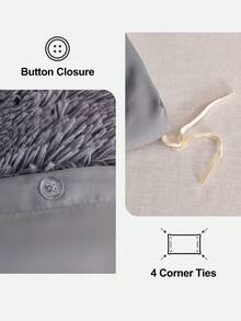 HONEYMOON 2/3pcs Solid Color Plush Duvet Cover Set, Soft Comfortable Breathable, Suitable For Bedroom, Guest Room (1 Duvet Cover + 1/2 Pillowcases, Pillow Inserts Not Included, Duvet Insert Not Included), Gray - Grey - View 5