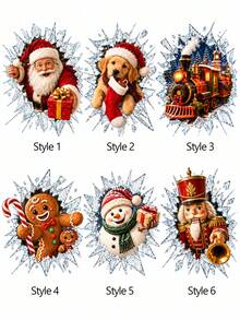 Christmas Window Stickers, Santa Claus/Snowflake/Gingerbread Man/Snowman/Reindeer/Nutcracker Patterns, Reusable, Christmas Decoration Winter Window Decals, Static Adsorption, Suitable For Home Office Glass Doors & Windows Decoration, Wall Stickers, Room Decor, Bedroom Decor, Kitchen Decor, Home Decor, Christmas Essential - Multicolor - View 6