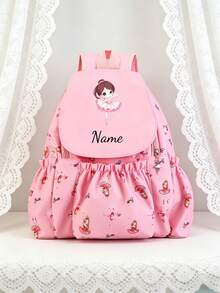 1pc Personalized Custom Backpack, Casual Cute Ballet Girl Theme Print, Zipper Closure Nylon Material, Adjustable Shoulder Straps, Hand-Carry, Suitable For Dance Class, School, Commute, Shopping, Daily Use. Birthday Gift. - Multicolor - View 15
