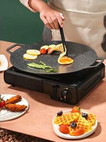 Round Baking Pan, Grill Pan With Handle, Heat-Resistant, Easy To Clean, Suitable For Camping, Hiking Or Outdoor BBQ Party, Suitable For Kitchen, Outdoor Cooking, Suitable For Christmas And Halloween - Iron - View 9