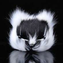 1pc Halloween Funny Plush Hard Fox Mask, Black And White Color Matching, Unisex, Suitable For Festival Party, Stage Performance, Cosplay - Black and White - View 1
