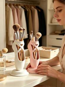Ballet Shoe Makeup Brush Holder, Aesthetic Cosmetic Storage Organizer, Elegant Shoe Shape Cosmetic Storage Cup,Decor,Gift For Ballet Lovers Girls - Multicolor - View 3