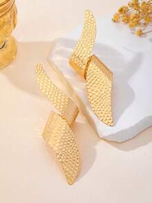 1 Pair Metal Geometric Oversized Stud Earrings - Gold - View 4