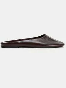 Women's Fashion Summer Suede One-Strap Retro Flat Slide Sandals Open Back Versatile Shoes - Brown - View 6