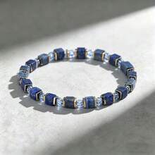 Casual Style Lapis Lazuli 6mm Cube Bead Bracelet, Symbolizing Wisdom And Inner Peace, Handmade Natural Stone Spiritual Jewelry, Suitable For Daily Wear - Multicolor - View 5