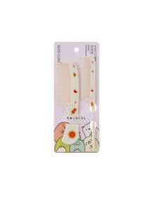 2 Pcs Fruit Pattern Comb Set - Durable ABS Plastic Rat Tail Comb With Fine & Wide Teeth For Smoothing Styling, Suitable For All Hair Types - Multicolor - View 7