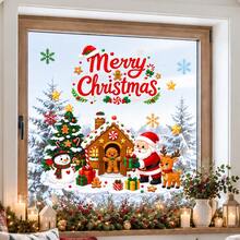 Christmas Window Stickers, Santa Claus, Gingerbread House, Snowman, Reindeer, Static Cling Window Decals, Holiday Glass Door Decor - Christmas Window Decals - View 2