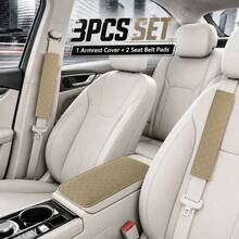 3PCS Embossed PU Leather Car Interior Accessories, Includes 1 Armrest Pad + 2 Shoulder Covers, Dual Storage Pockets Or No Storage Pockets Optional, All Season Use, Durable And Anti-Slip, Holiday Gift, Suitable For Most Vehicles - Armrest Shoulder Pad Cover - View 11