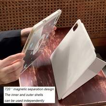 Ins復古棕色豹紋淺藍星圖平板保護殼，3合1可拆卸磁吸殼，適用Apple Pro 2025新機，可愛10代/7/8/9/10代，時尚Air 7/6/8/Pro 12.9，附筆槽，防震耐用，11代(A16) Pro 13/Mini 7/6及其他機型，720°自由旋轉橫/豎螢幕支架，11吋女孩平板保護套，適合工作、旅行與日常使用 - 棕藍色 - 查看 4