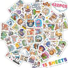 15 Sheets/422 Pcs Transparent Cartoon Animal Sticker Set, Early Learning Educational Stickers For Children, Inspirational Teaching Tool, Cultivate Positive Daily Habits - Multicolor - View 2