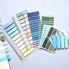 8 Sets/1 Pack Ultra-Thin Index Tabs PET Material Semi-Transparent Plastic Waterproof Sticky Notes Color Series Marker Tabs Student Textbook Record Tabs With Ruler Reading Book Memo Tabs School Back To School Supplies Office Document Tabs - one-size - View 3
