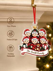 1pc Custom Name Santa Family 2026 Christmas Ornament, Personalized Family Name Acrylic Christmas Tree Hanging Decor, Family Holiday Keepsake Gift,Christmas Gift - Red - View 8