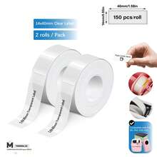 Marklife Clear Label Maker Tape, Transparent Thermal Label Paper, Available In Multiple Sizes For P11/M1/P12/P15/P50 Label Printers, Ideal For Schools And Homes, DIY Thanks Stickers, 1 Roll, 2Roll, 4Roll, Black On Clear - View 13