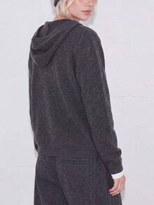 Women's New Knit Hooded Cardigan Jacket, Long Sleeve, Short Length, Perfect For Autumn/Winter Outfits. - Dark Grey - View 2