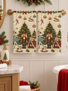 2pcs Vintage Nutcracker Ballet Dancer Christmas Hand Towels, Mouse King Rocking Horse Christmas Tree Print Kitchen Bathroom Towels, Winter Holiday Farmhouse Home Decor Gift - Multicolor - View 6