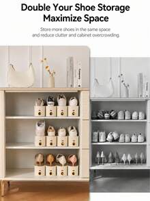 20pcs Vertical Shoe Rack Organizer, Space-Saving Closet Shoe Storage Rack, Shoe Cabinet Organizer, Adjustable Shoe Slot Rack, Suitable For Sneakers, High Heels, Flats And Slippers, Stackable Home Entryway Closet Storage Solution - Multicolor - View 3