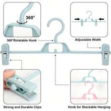 1/5/10pcs Telescopic Non-Slip Seamless Pants Hanger, Can Clip Pants, Clothes And Christmas Outfits, Suitable For Dorm And Bedroom, Space-Saving Storage - White - View 7