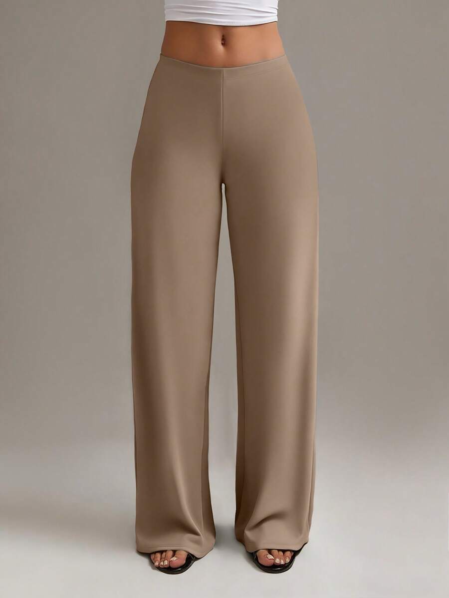 XLLAIS Women's Fashion High Waist Straight Leg Pants Casual Spring, Work To Weekend - Khaki - View 1