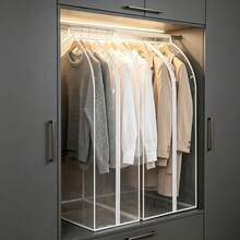 1pc Transparent Hanging Garment Bag 3D Side Dustproof Clothes Cover With Zipper Clear Suit Dress Storage Bag For Coats Dresses Winter Jackets Wardrobe Organizer - View 5