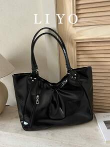 Large Capacity Women's Shoulder Bag Tote Bag, Versatile For Commuting, Going Out, Work, Shopping, Minimalist Large Bag - Black - View 1