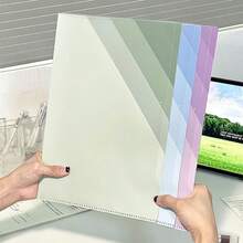 5pcs Vibrant Gradient L-Shaped Folders, Durable Material, Large Capacity Exam Paper Organizer, Suitable For School Supplies, Office And Home - Multi-color - View 2