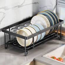 1pc Expandable Sink Drain Rack Large Capacity Cup Bowl Plate Storage Kitchen Dish Rack - Multicolor - View 8