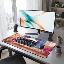 Colorful Petal And Puppy Pattern Gaming Mouse Pad, Non-Slip Rubber Desk Mat, Smooth Sliding Surface, Suitable For Computer Laptop Office Home, Cute Abstract Art Decor, Back To School Supplies - A - View 10