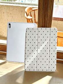 1pc Black Polka Dot Tablet Case, Compatible With IPad Mini4/Mini5/Mini6/Mini7/10.2/10.5/10.9(Air4-Air8)/Pro 11/10th Gen/A16/Pro 11 2024, Suitable For Galaxy A8 Model, Painted Pattern Soft Shell Tablet Case, Tri-Fold Stand, Auto Sleep/Wake, Built-In Pen Slot, Pen Not Included - Multicolor - View 3