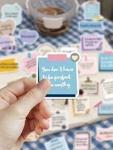 50pcs Encouraging Message Text Stickers For Decorating Switches, Water Bottles, Laptops, Phone Cases, Tablets, Luggage, Journals, Notebooks, Diaries, Scrapbooks, Planners, Guitars, Skateboards - Encouraging Comment Text - View 6