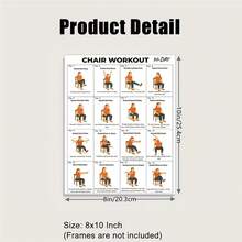 2PCS 30-Day Chair Workout Poster - Seated Exercise Chart For Seniors & Beginners - Low Impact Chair Yoga & Stretching Routine - Home Gym Wall Decor & Fitness Guide For Elderly - Single Piece - View 2