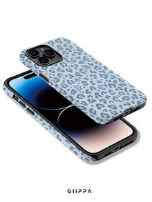 GIIPPA 1pc Blue Leopard Print Design Phone Case, Compatible With Phone 17 Pro Max, 16 Pro Max, 15 Pro Max, 14 Pro Max, Korean High-End Fashion Fun Phone Case, Suitable For 11/12/13/14/15/16 Pro Max Plus, Elegant Design Unisex, Perfect Gift For Girlfriend On Christmas, Valentine's Day, Easter, Wedding Season And Birthday! - Blue - View 3