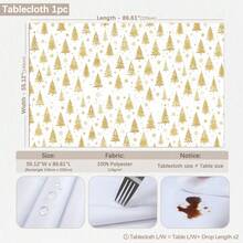 1pc Christmas Minimalist Gold Christmas Tree Pattern Tablecloth, Stain-Resistant Dining Table Decor Cloth, Suitable For Kitchen, Dining Table, Coffee Table, TV Cabinet, Entryway, Party Holiday Decoration, Home Decor, Christmas Gathering - Multicolor - View 12