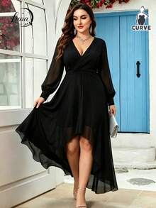 Plus Size Dresses - Black - View 6
