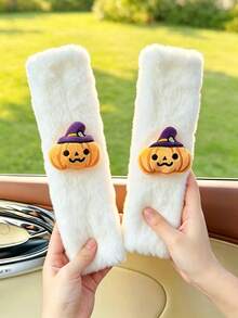 1pc/2pcs Car Seat Belt Pad Pumpkin Ghost Decoration Vehicle Seat Belt Protector Halloween Car Interior Decor Soft & Comfortable - A - View 3
