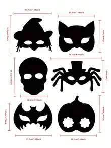 6SET Halloween Scratch Art Set, Rainbow Scratch Halloween Masks, Magic Scratch Masks With Elastic Ropes And Wooden Stylus, Suitable For Halloween Costume Party Photo Booth Props,Classroom Activities, Holiday Decorations, Fence Decorations - A - View 2