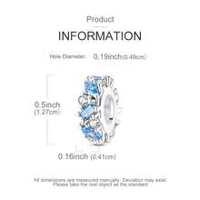 1件裝 銀色亮藍色立方鋯石矽膠隔珠吊墜止珠，適用於3mm手鍊項鍊吊墜，女性珠寶手工DIY理想配件 - 銀色 - 查看 4