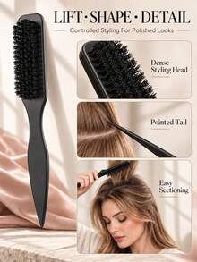 Everyday Hair Styling Tool Set With Curl Defining Brush, Foldable Mirror Brush, Rat Tail Comb, Edge Brush And Teasing Brush, Multi-Tool Hair Care Kit For Detangling, Smoothing, Parting, Root Volume, Ponytails, Buns And Wet Or Dry Styling At Home - Multicolor - View 6